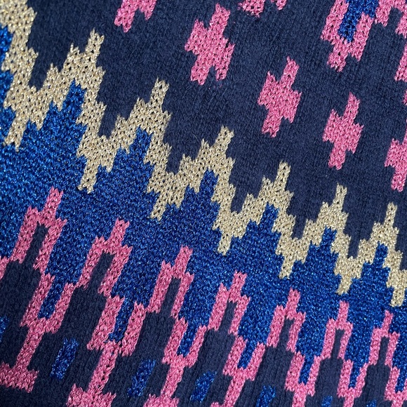 Boden Eleanor Fair Isle Dress Nordic Alpaca/Wool Blend Knit in Navy Sparkle 10R - Picture 11 of 16